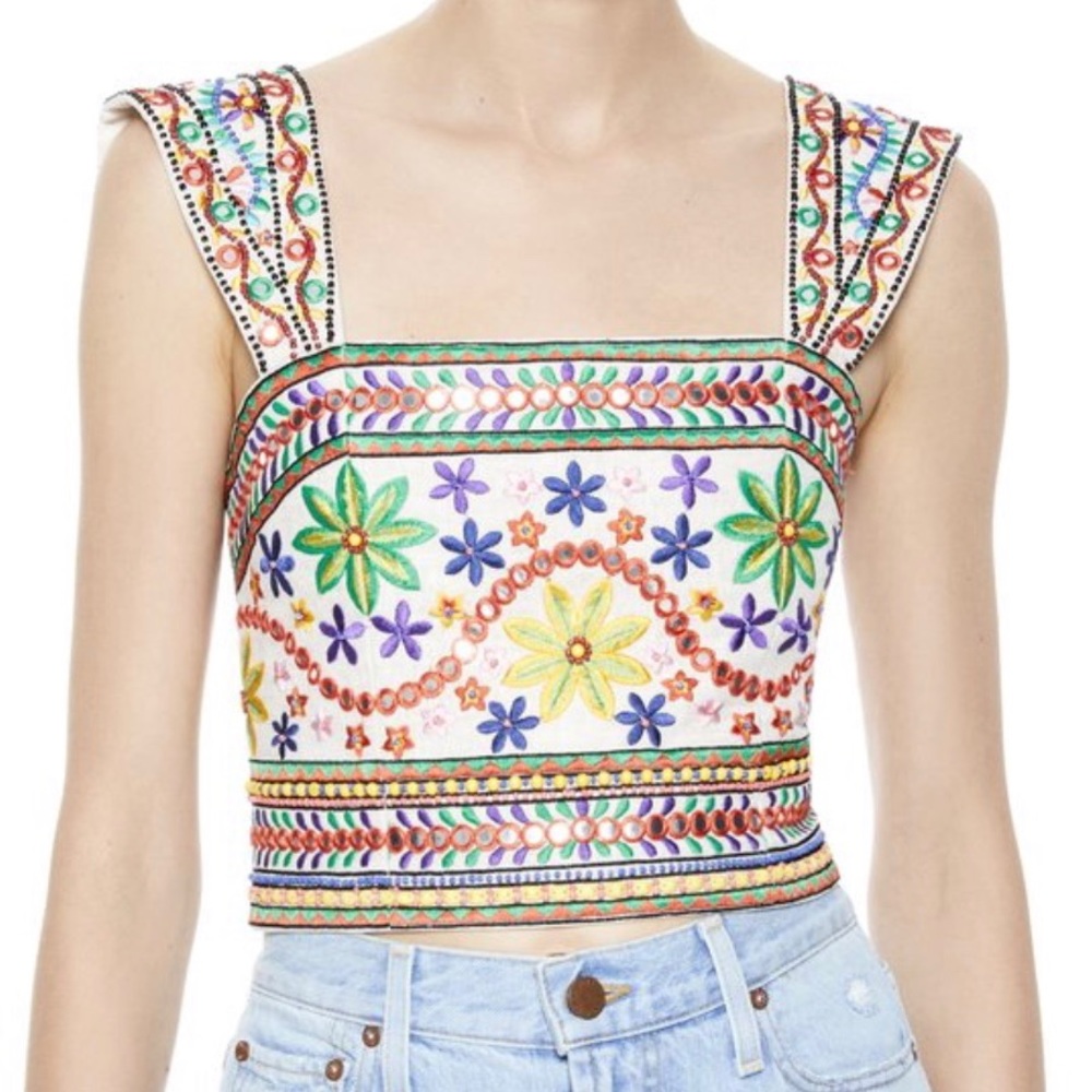 BNWT Esme Beaded and Embroidered Crop Top